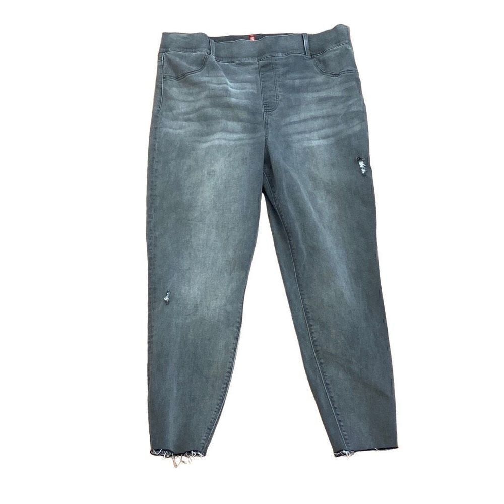 Spanx Vintage Distressed Ankle Skinny Jeans Elastic Waist Gray Size 3X